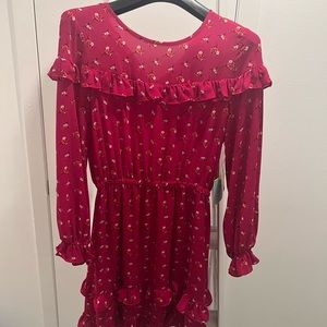 CECE NEW Women’s Plumeria Ruffled Floral Print Blouson A-Line Dress